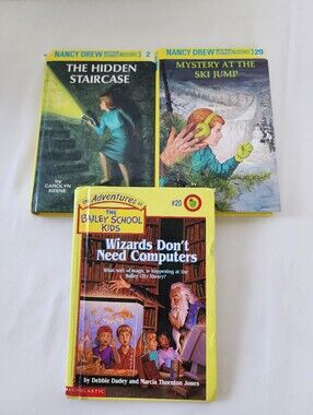 3pc vintage Young Adult mystery books - Nancy Drew, Bailey School Kids